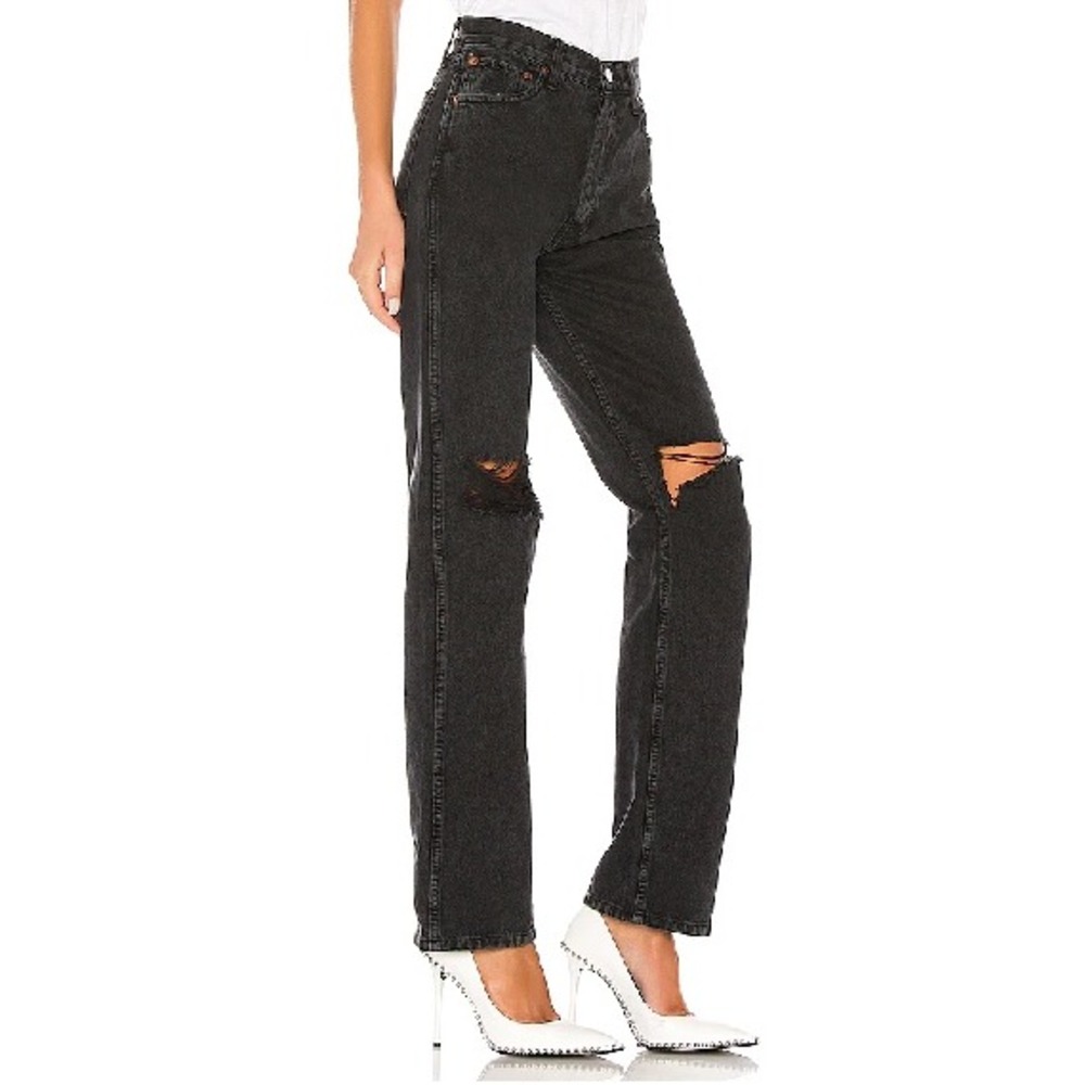 Re/Done Black‎ 90s High Rise Loose Ripped Jeans Size 24